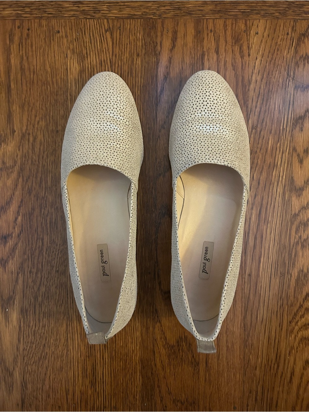 Paul Green Nubuck Almond Toe Slip-on Flats Loafer Metallic Light Gold 9 US EUC - Picture 2 of 10